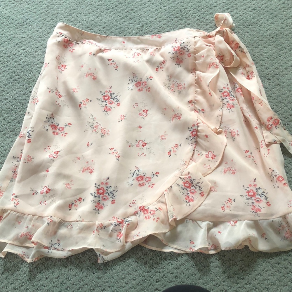 Pink floral skirt